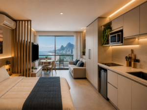 Móveis planejados para Airbnb em estúdio compact